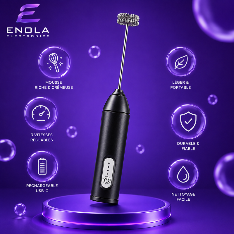 Mousseur à lait rechargeable 3 vitesses