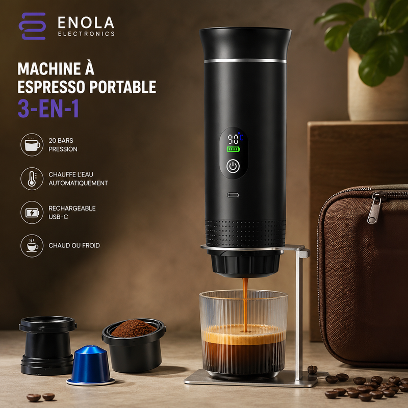 Machine à Espresso Portable 3-en-1 Rechargeable USB-C