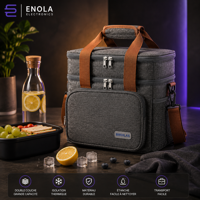 Sac Lunch Isotherme Double Étage – Voyage , Travail & École 🚸