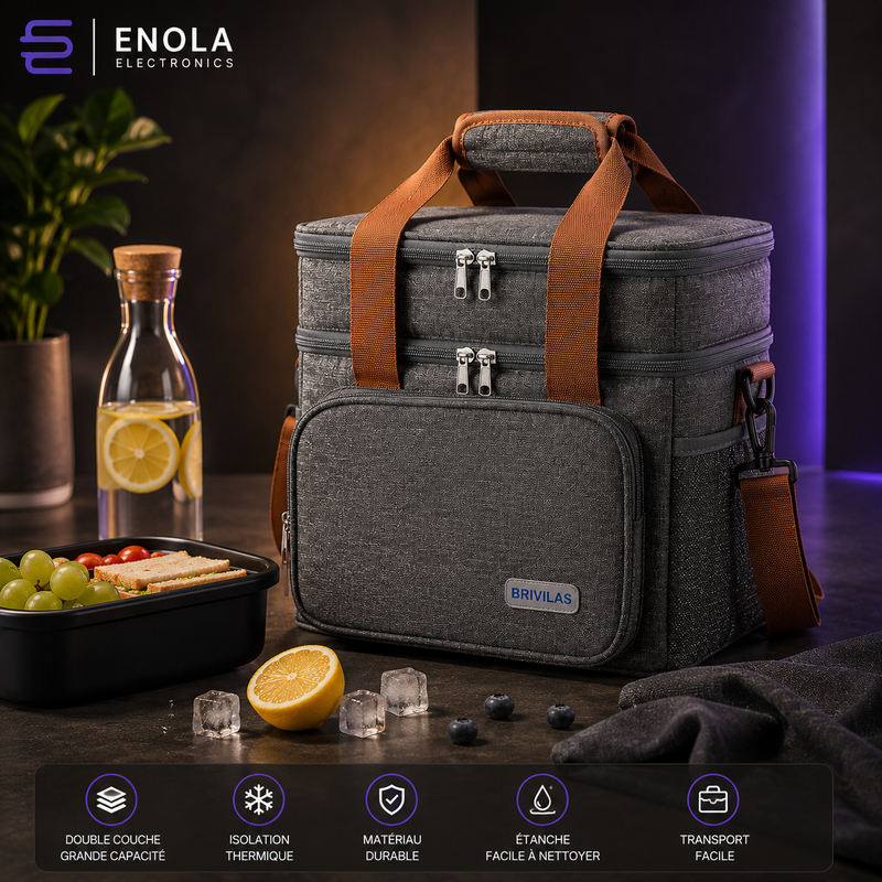 Sac Lunch Isotherme Double Étage – Voyage , Travail & École 🚸