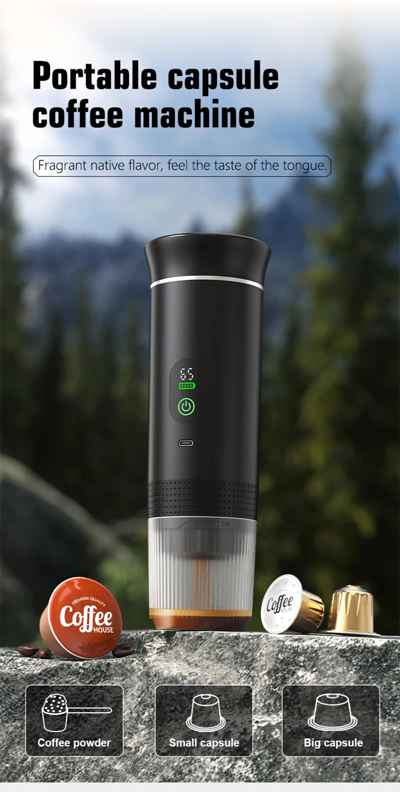 Machine à Espresso Portable 3-en-1 Rechargeable USB-C