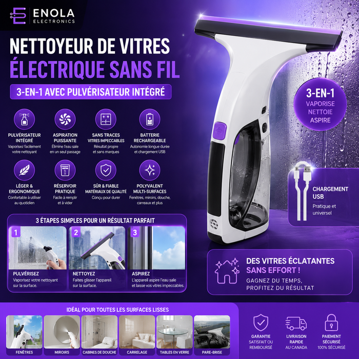 Nettoyeur de Fenêtres Professionnel Rechargeable USB