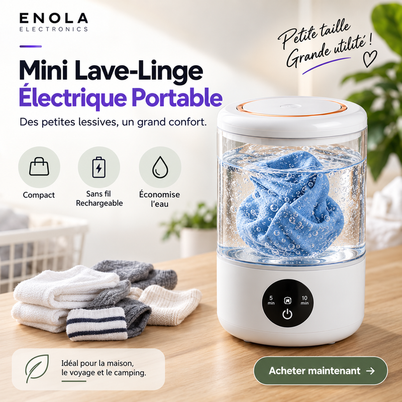 Mini Lave-Linge Électrique Portable USB – Rechargeable
